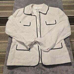 Coldwater creek white linen open front blazer